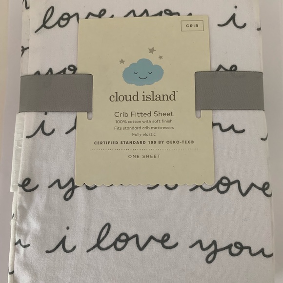 Cloud Island I Love You Crib Sheet White Grey - Picture 2 of 3